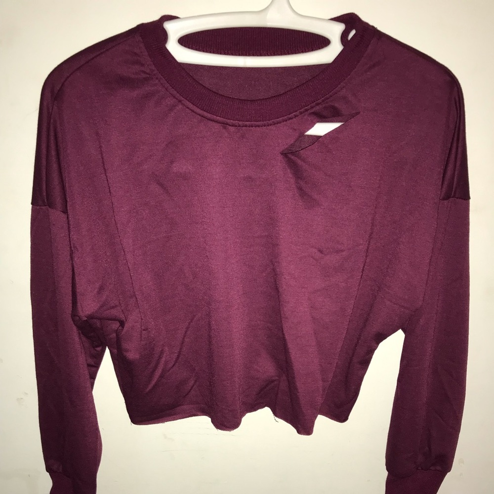 SHEIN Drop shoulder cut out crop tee